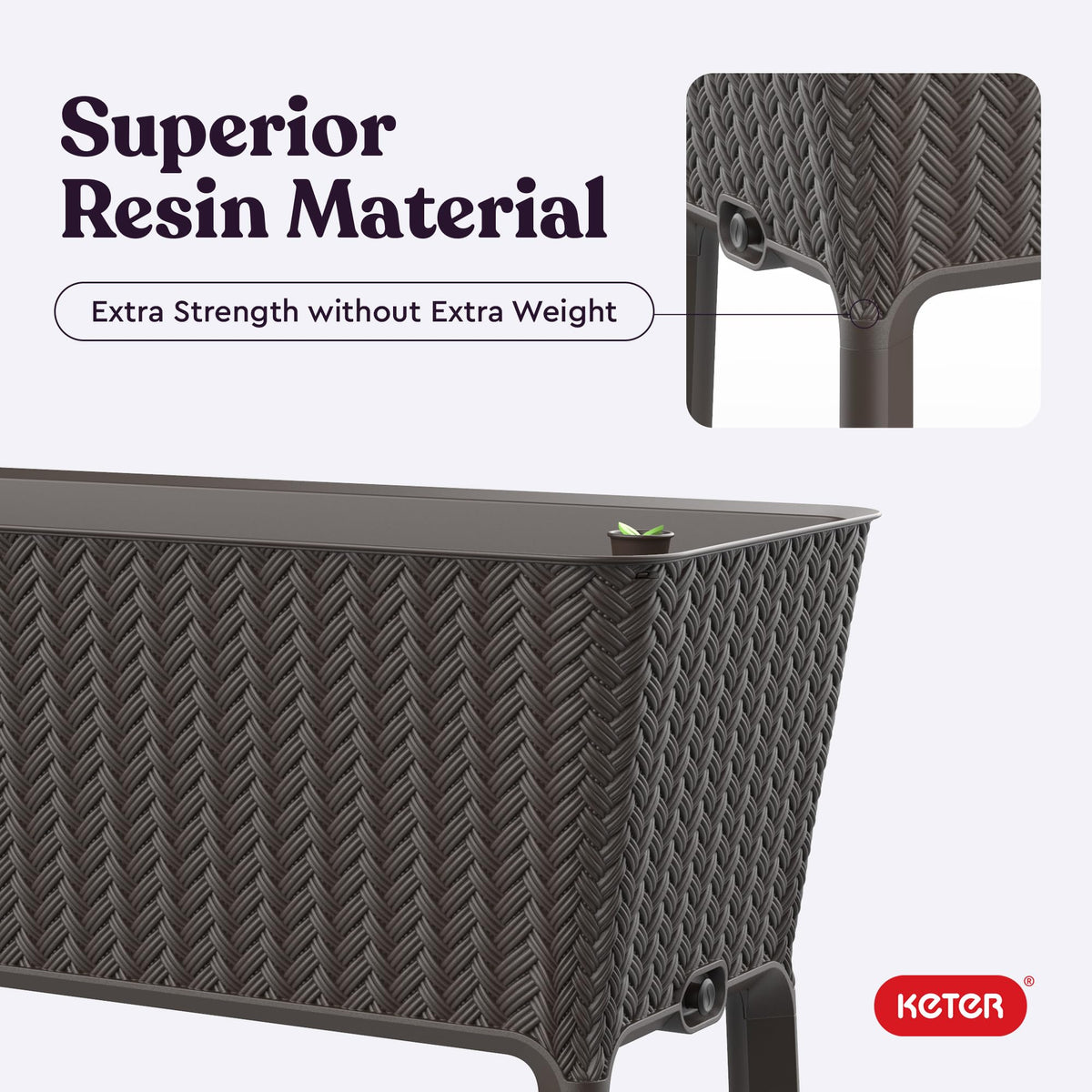 Keter Splendor brown rattan pattern blending with patio décor