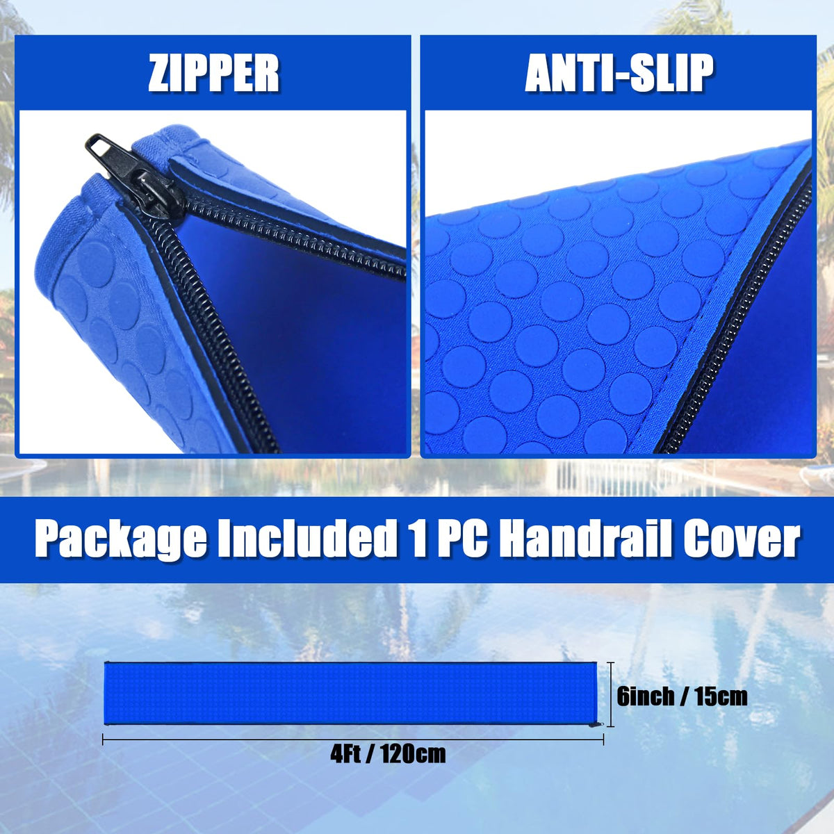 Ketnet pool handrail cover 8ft fits most rails for versatile installation.