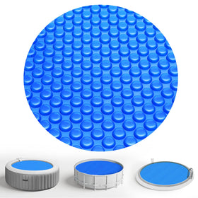 KETNET solar pool cover shows 8ft diameter for warmth and efficiency.