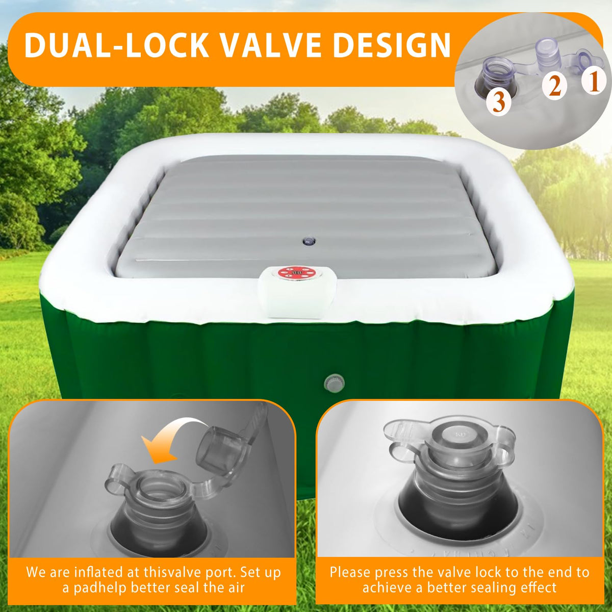 Ketofa quick setup and inflation for square hot tub cover