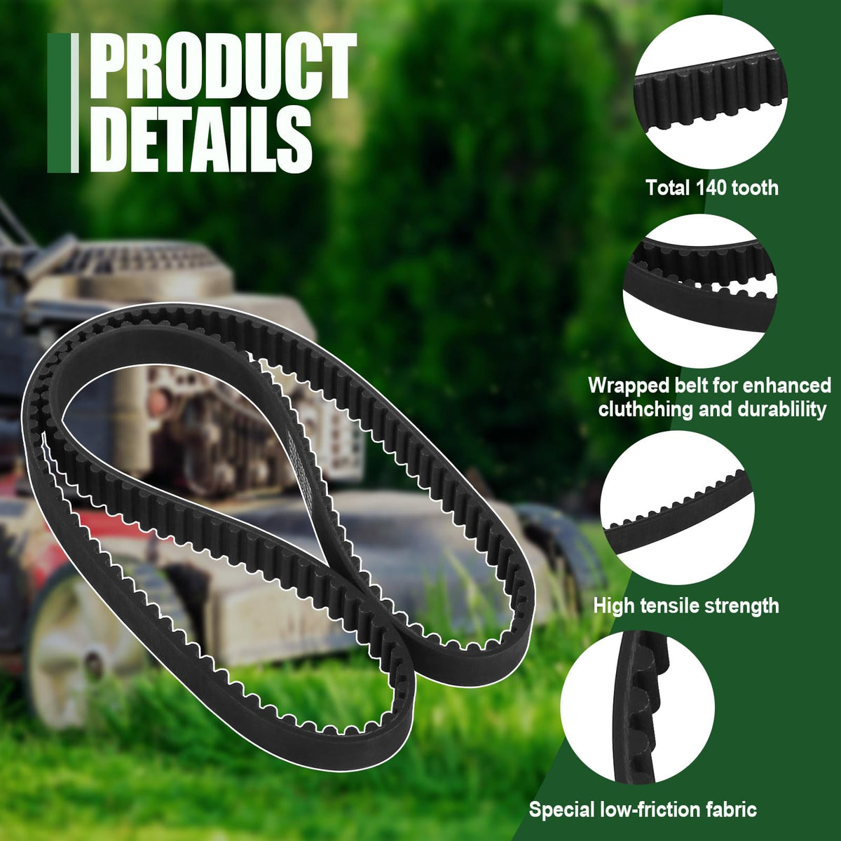 Ketofa high-friction fabric belt close-up for reduced wear and longer life.