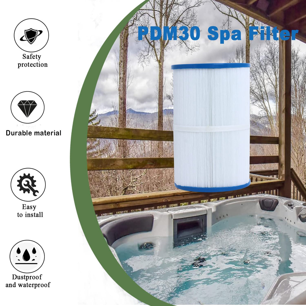 Ketofa PDM30 spa filter two-pack ready for quick replacement.