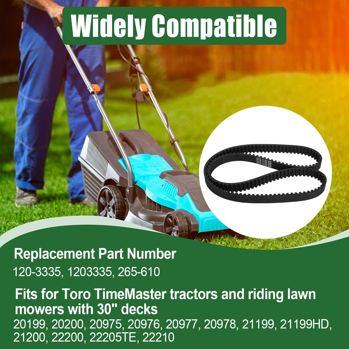 Ketofa TurfMaster 30-inch belt installation for walk-behind mowers.
