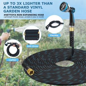 KETTOYA kink-free rotating connectors reduce tangling during garden work.