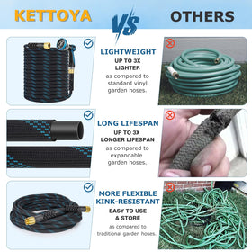 KETTOYA lightweight hose enhances easy carrying and maneuverability in the yard.