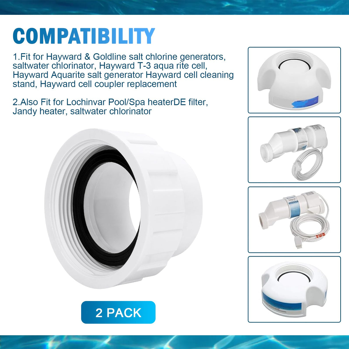 KEYDINHT salt cell union kit components laid out for quick, tool-free installation