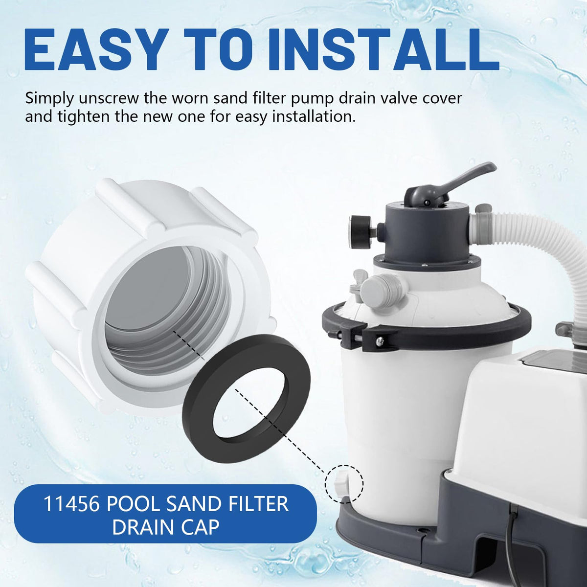 KEYDINHT pool filtration area showing easy access to the drain port.
