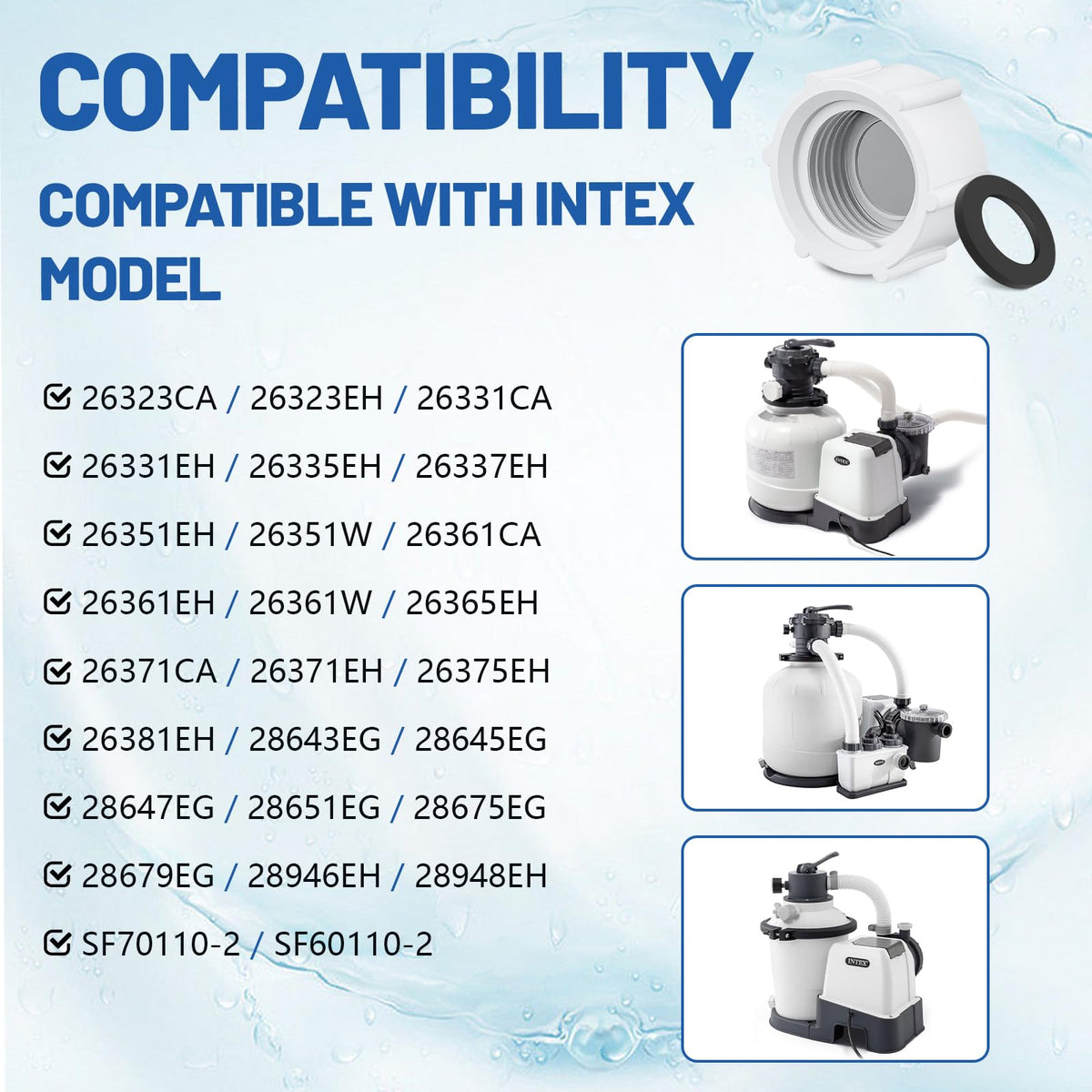 KEYDINHT sand filter drain cap installation on Intex pump for maintenance.