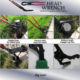 Keyfit Tools head wrench showing bottom teeth engaging cap fins for removal without digging