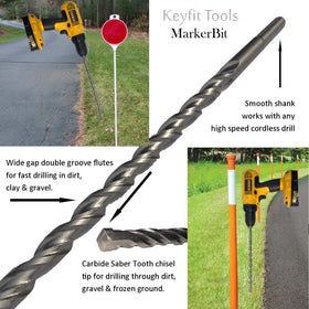 Keyfit Tools MarkerBit carbide saber-tooth chisel tip enables efficient drilling.