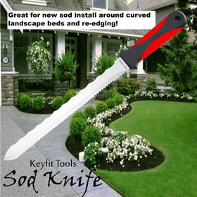 Keyfit Tools sod knife with 5-inch handle for comfortable grip on the job.