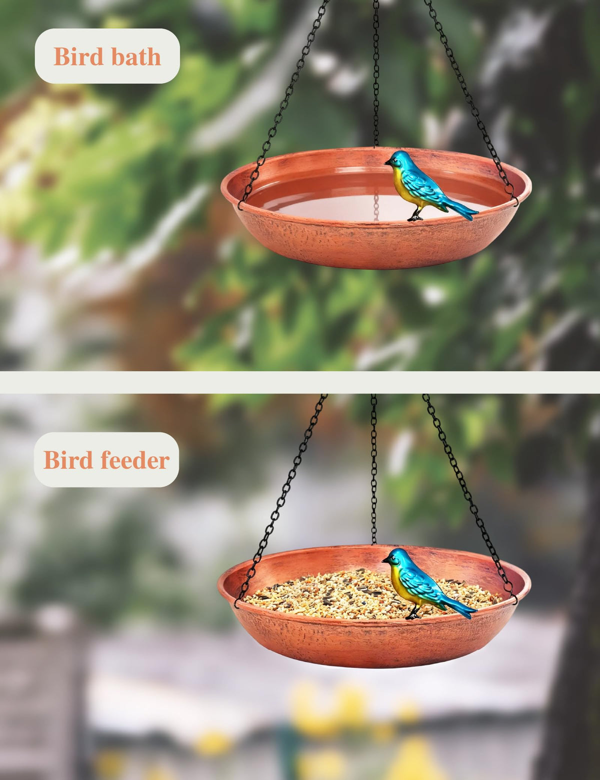 Keygift 11 inch bowl dish invites birds, bees, and butterflies to visit.