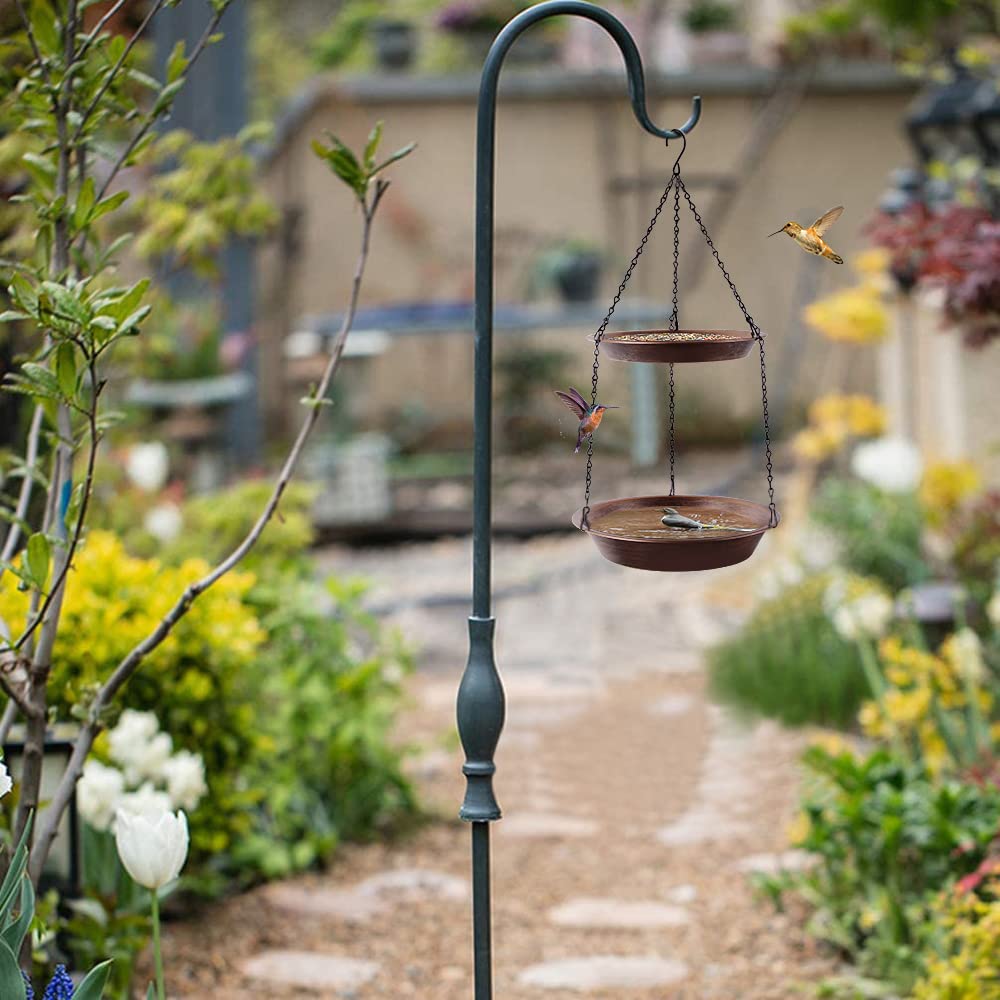Keygift antique copper bowls on black chain enhance garden decor