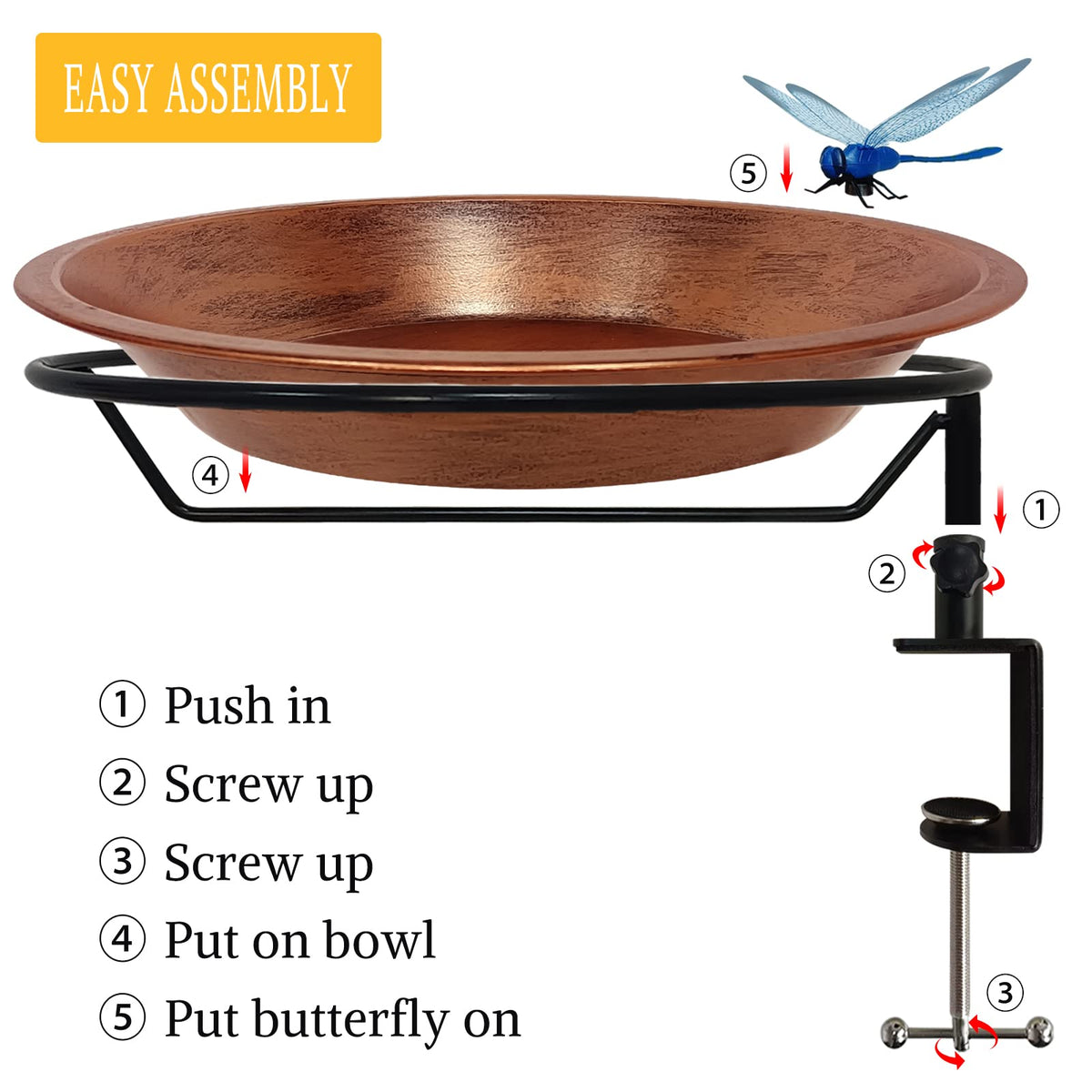 Keygift antique copper deck bird feeder doubles as a water source for birds