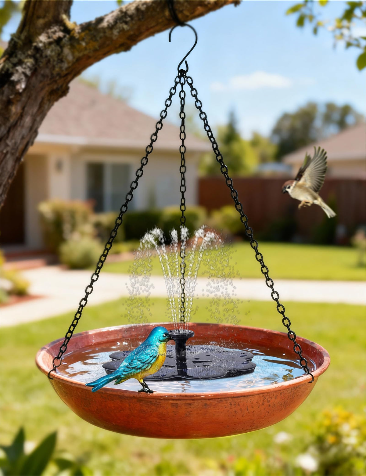 Keygift bird bath chain in black ready to hang in your garden.