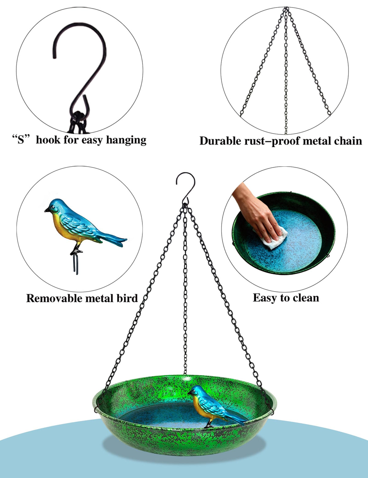 Keygift bird bath invites butterflies and birds to sip and bathe.