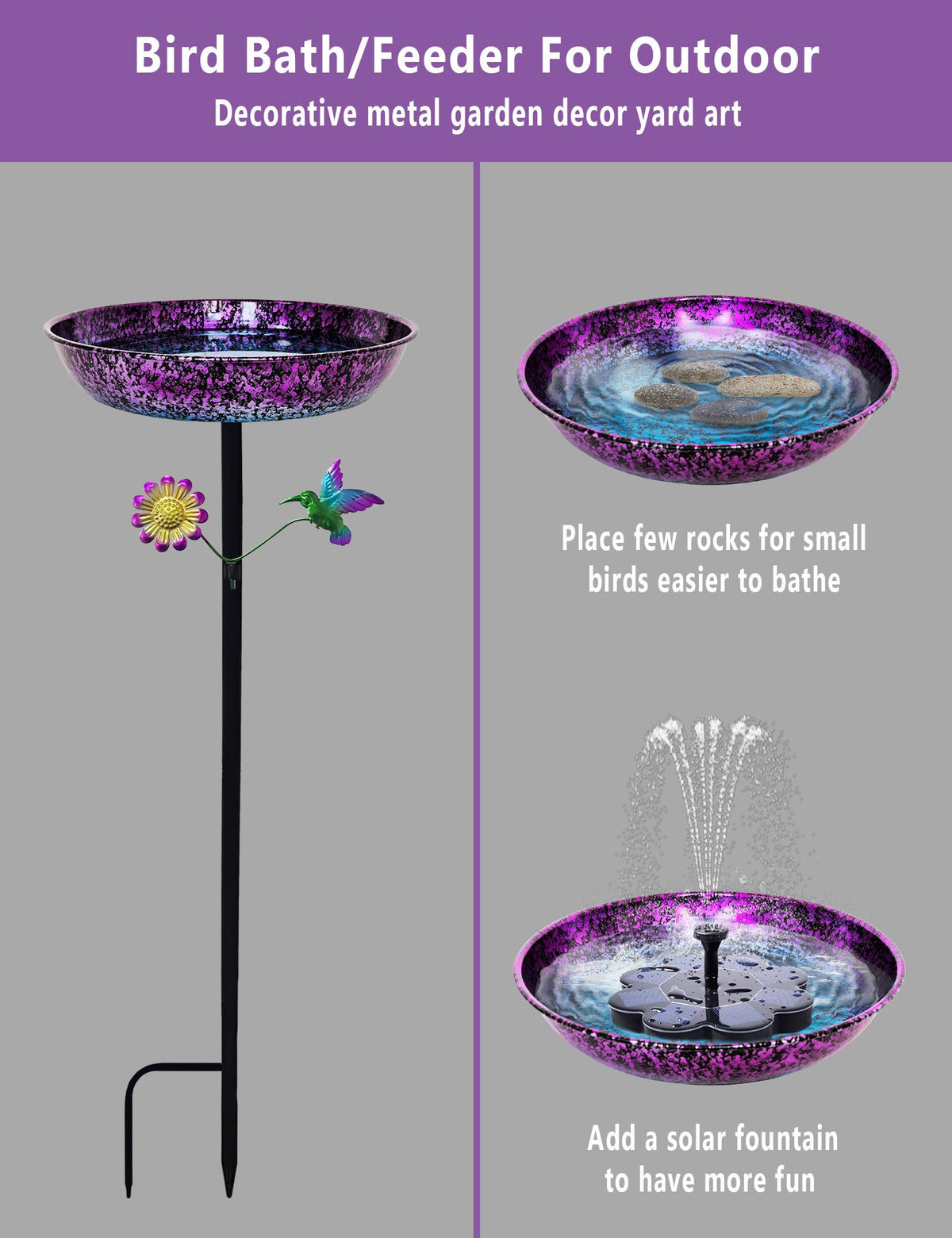 Keygift birdbath 34 inch total height highlights garden focal point.