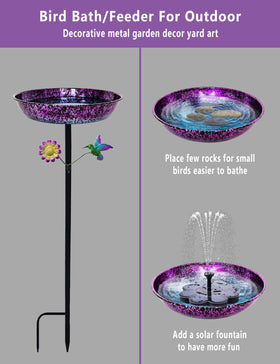 Keygift birdbath 34 inch total height highlights garden focal point.