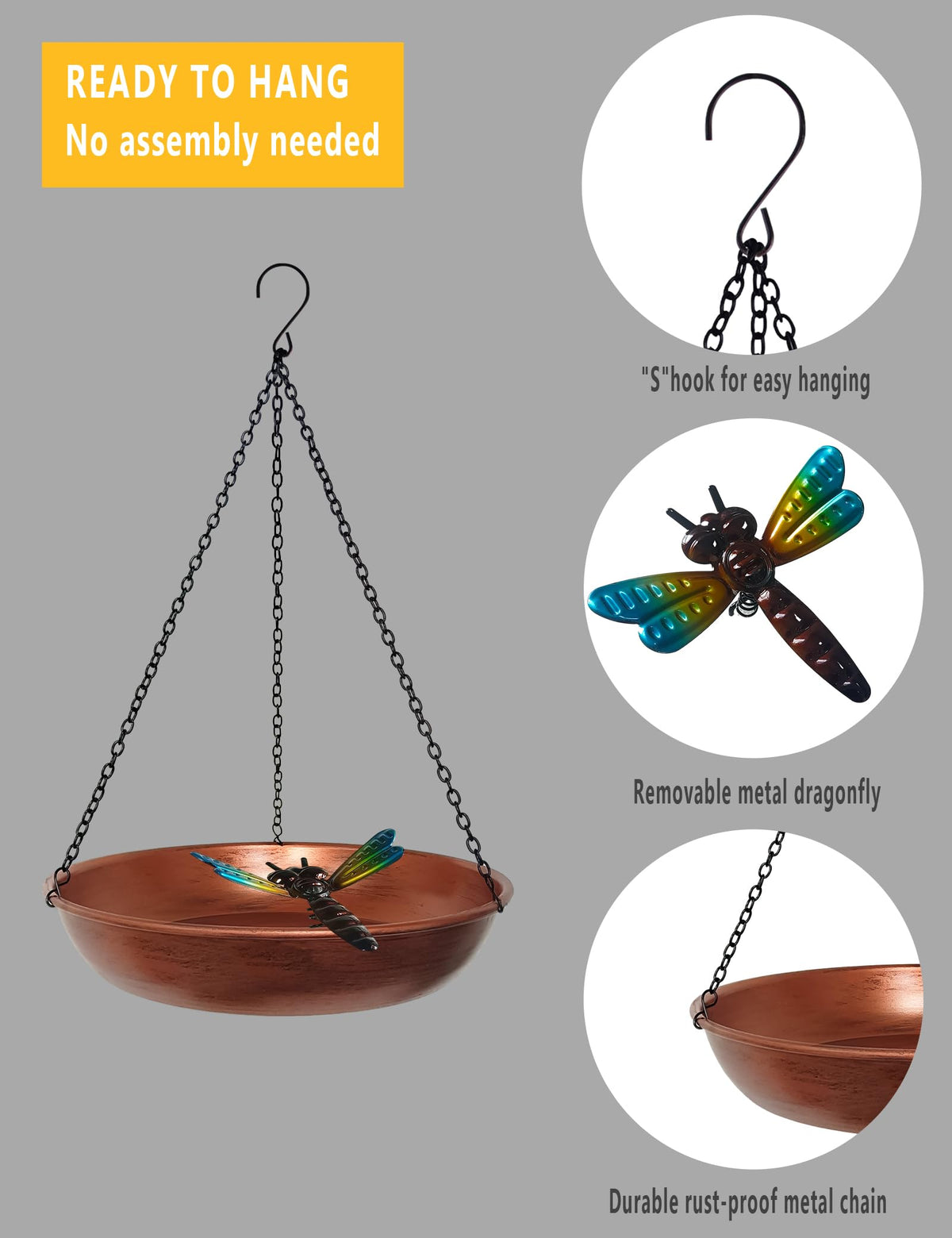 Keygift multiuse birdbath for water or seed