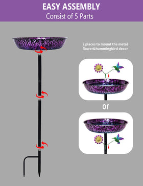 Keygift birdbath decorative hummingbird flower ornament adds visual charm.