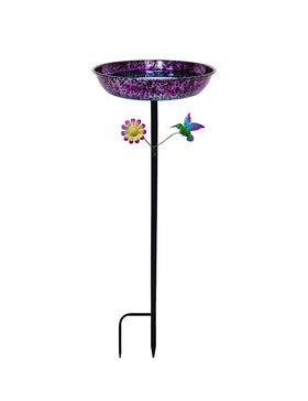 Keygift birdbath sturdy metal bowl with vivid purple-blue finish for outdoor use.