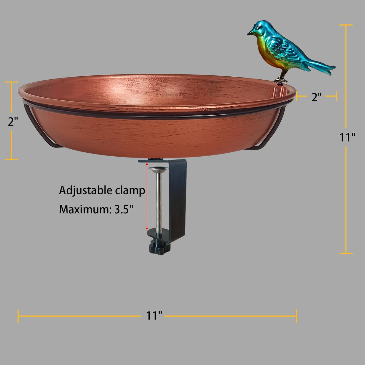 Sturdy bracket supports a lightweight Keygift bird bath on outdoor rails and edges.