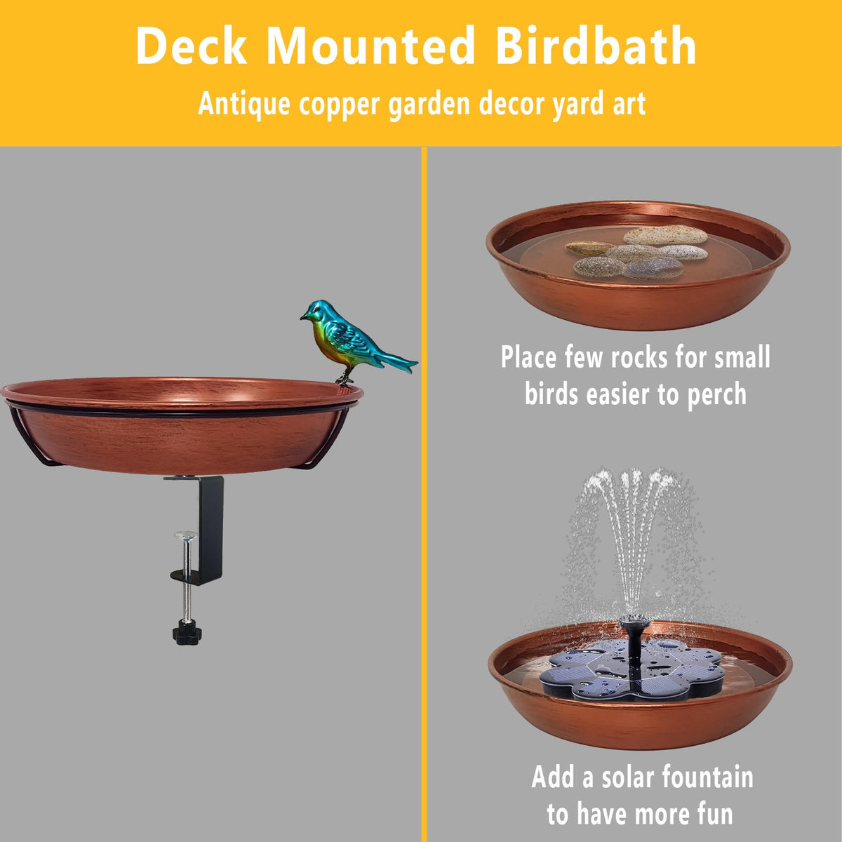 Multipurpose Keygift bird bath can hold water or seeds for birds, bees, and butterflies.