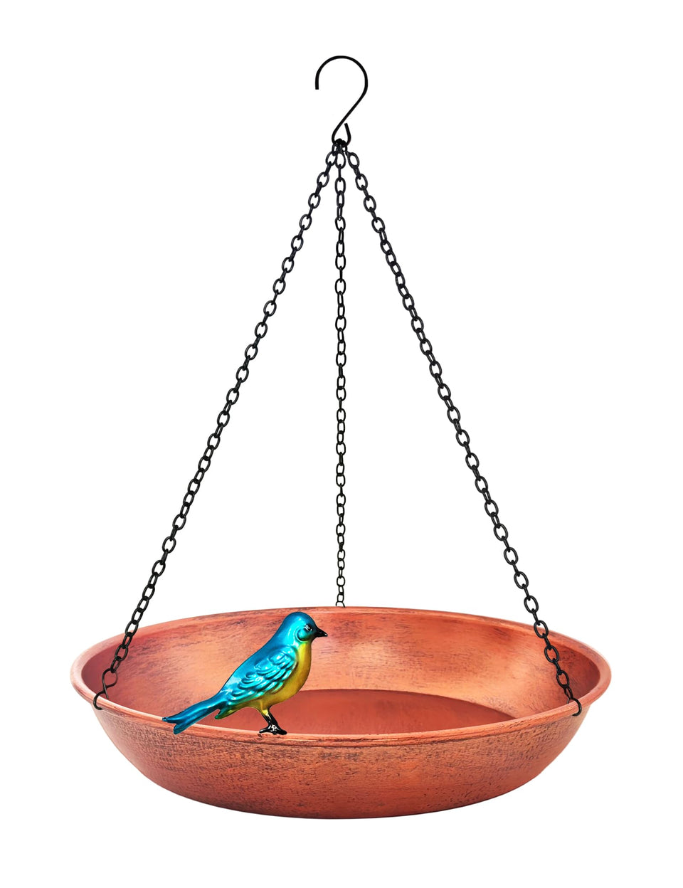 Keygift hanging bird bath in antique copper finish for small wildlife.