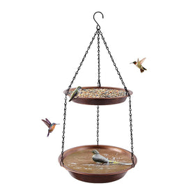 Keygift hanging bird bath with antique copper finish attracts outdoor birds