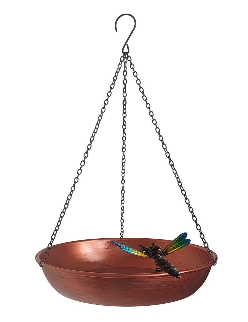 Keygift antique copper hanging birdbath bowl for garden birds