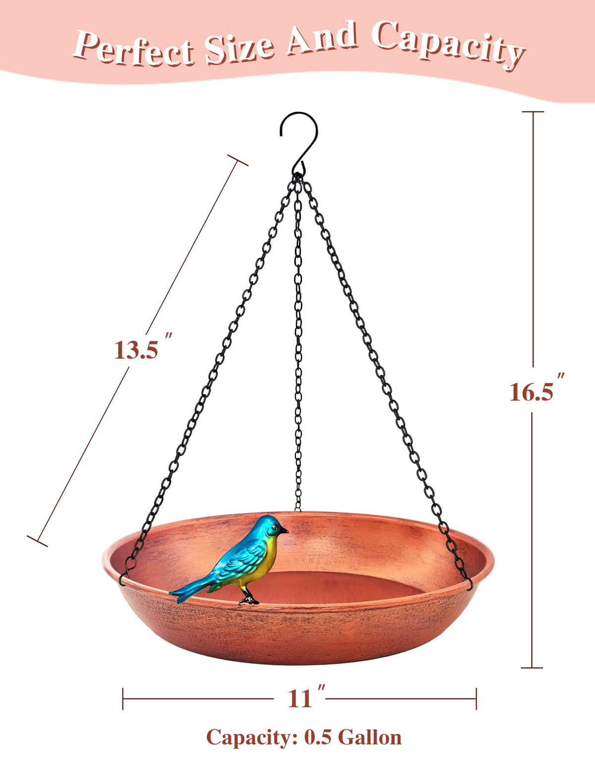 Keygift metal bird feeder and bath bowl offers dual wildlife attraction.