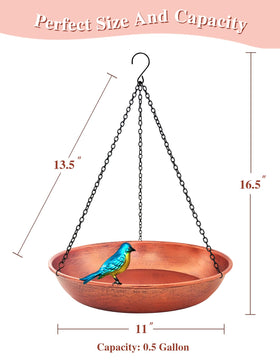 Keygift metal bird feeder and bath bowl offers dual wildlife attraction.