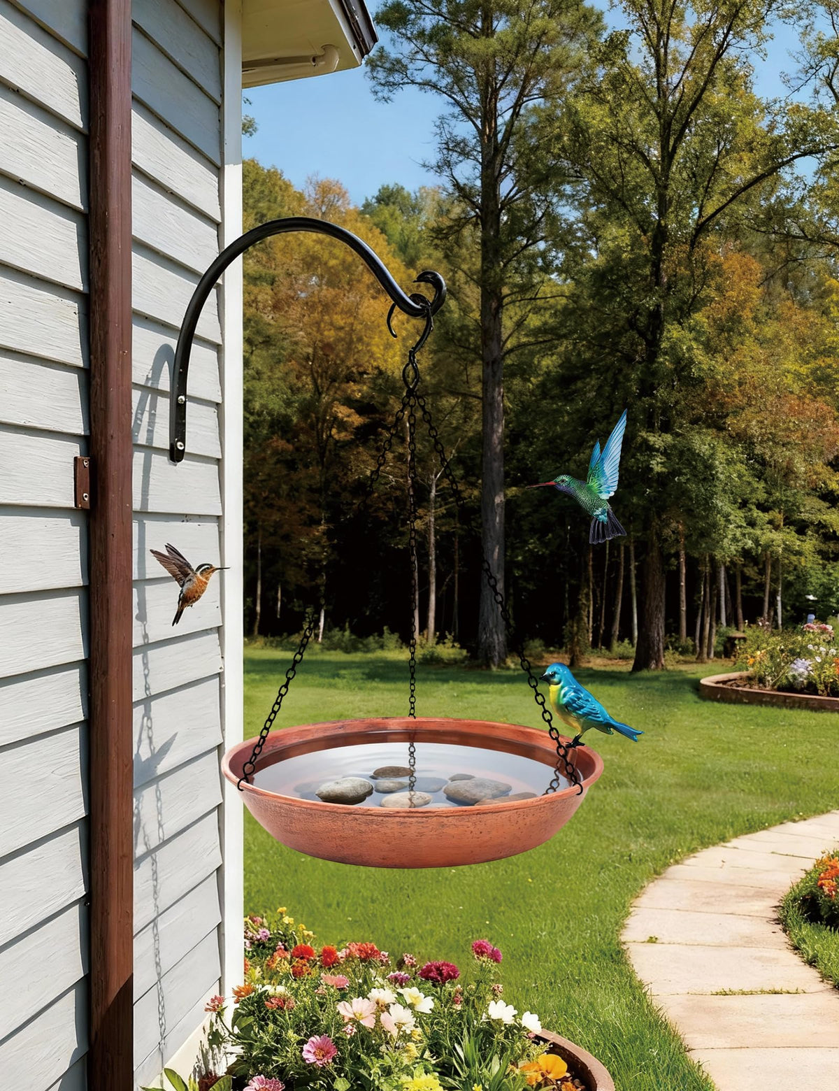 Keygift multipurpose bird bath and feeder doubles wildlife enjoyment.