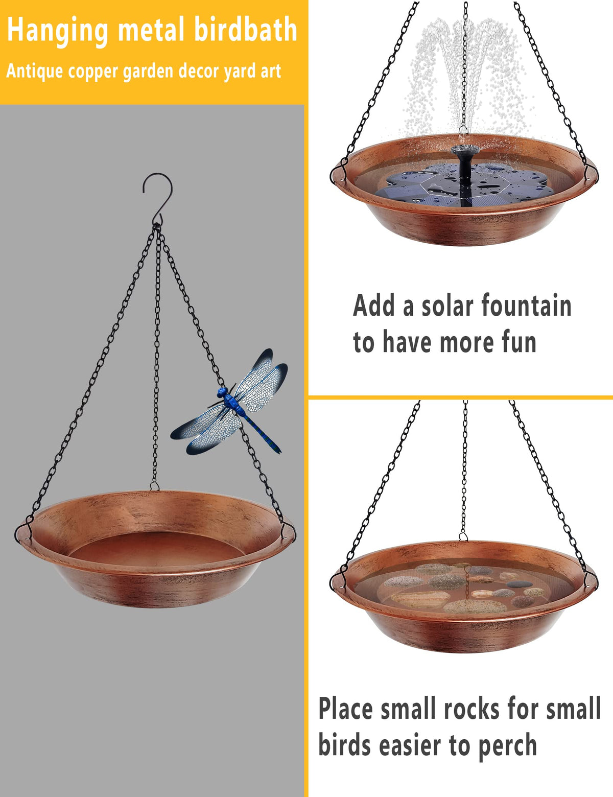 Keygift outdoor garden bird feeder bath for water and seeds