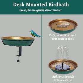 Keygift rail-friendly bird bath fits fences, balconies, and patios.