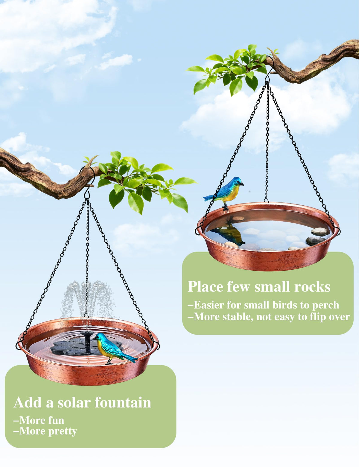 Keygift 2 inch deep dish holds ample water for birds.