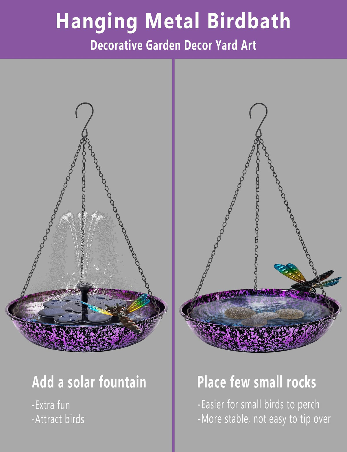 Keygift weather-resistant outdoor bird bath remains vibrant in sun and drizzle.