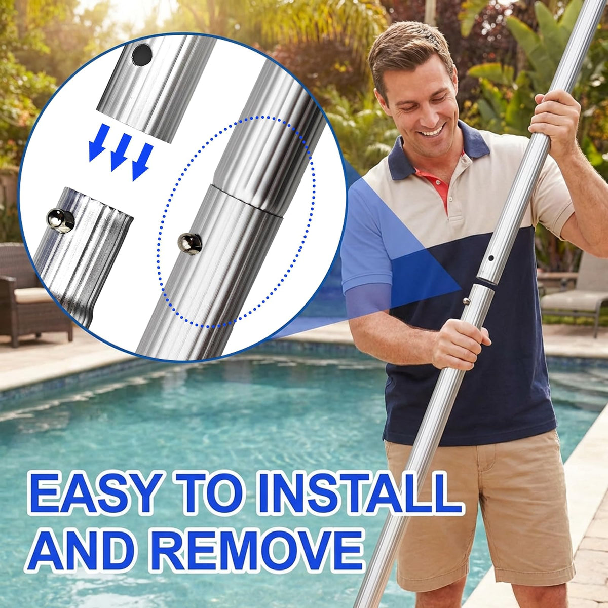 Keyrank hook for above-ground pools supports flexible cleaning setups