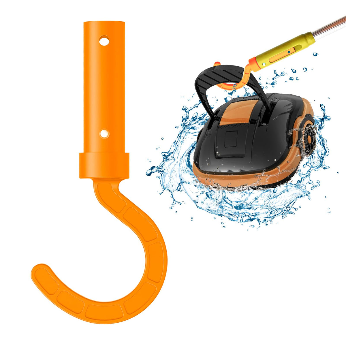Keyrank Hook universal-compatibility image showing it works with most pool cleaners