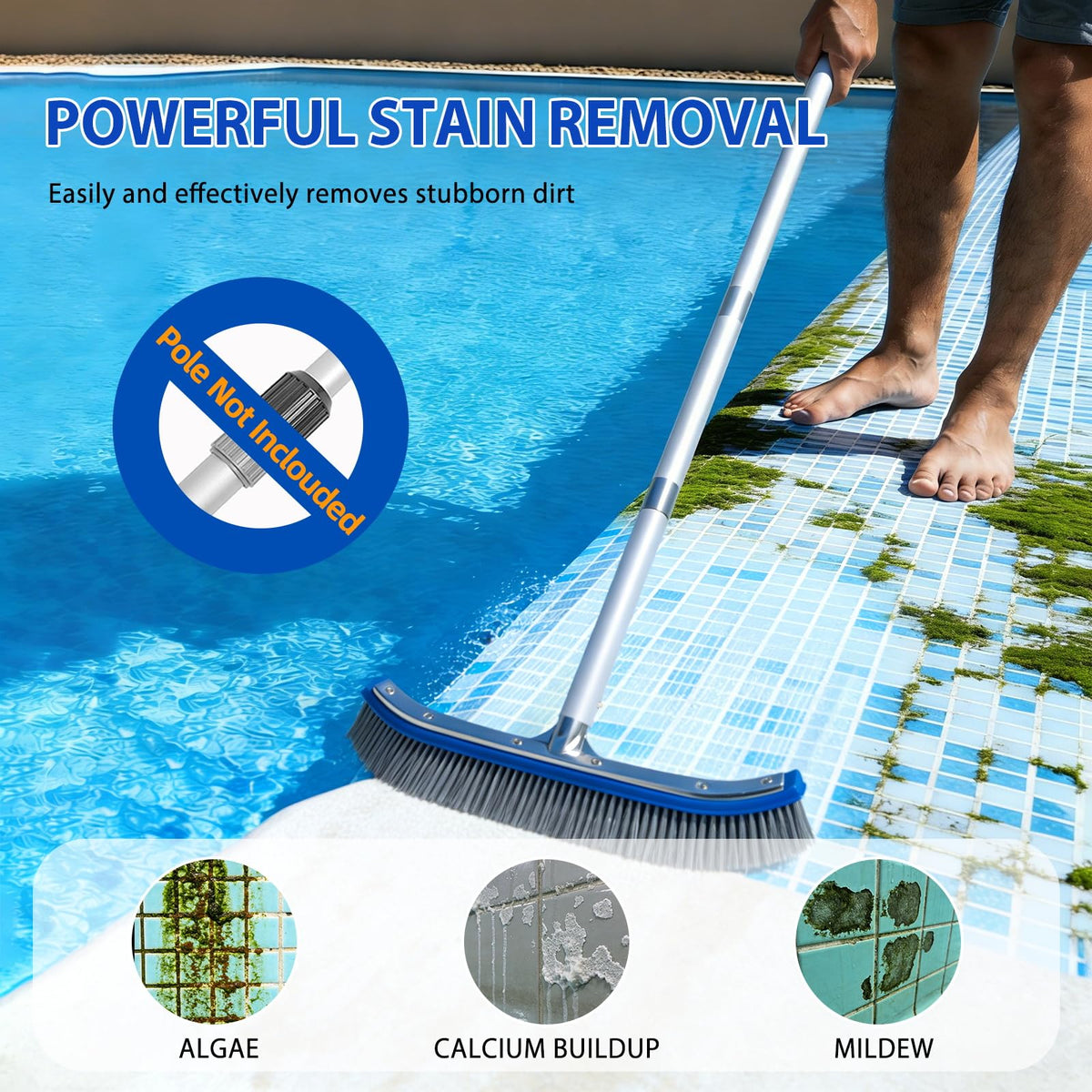 KGC 18-inch brush stainless bristles remove mineral stains with steady scrubbing power.