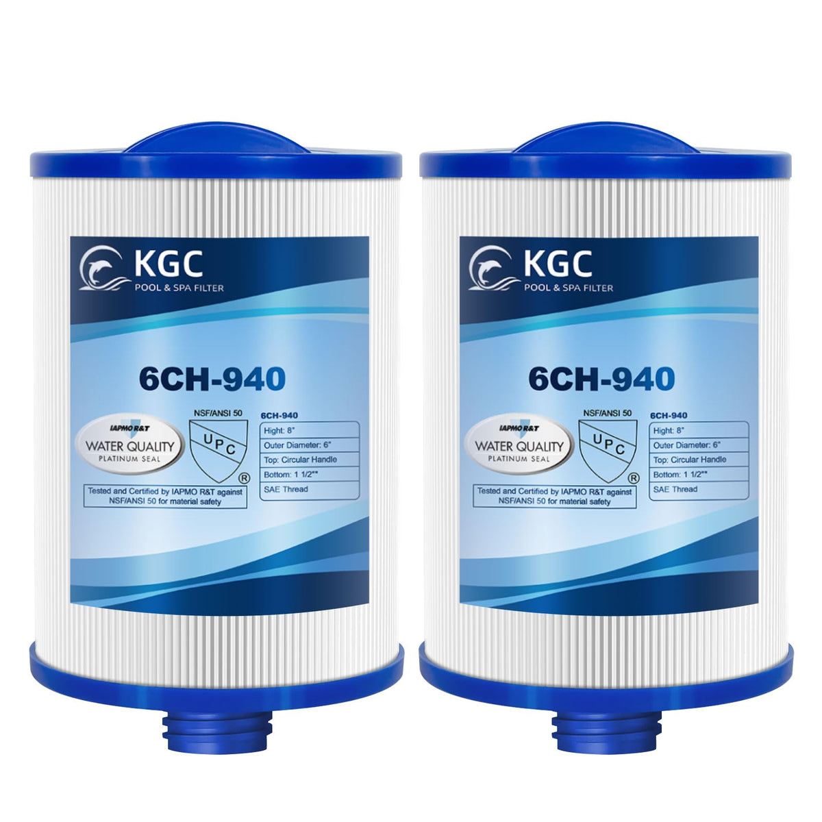 KGC 6CH-940 spa filter close-up showing trilobal fabric filtration