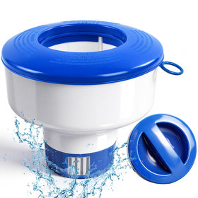 KGC floating chlorine tablet dispenser in pool for even chlorine release.