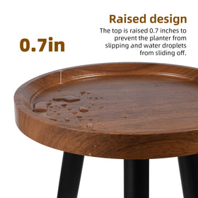 KGPLOME walnut wood plant stand with raised design keeps pots secure.