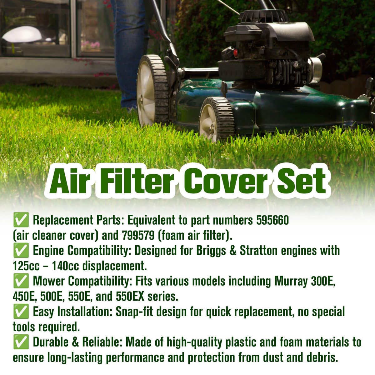 KH866 Murray 300E series cover helps protect the air intake during mowing.