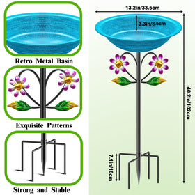 KHayRovies 5-prongs base bird bath provides stable placement on lawns and soil