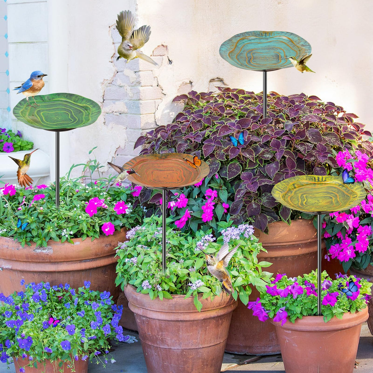KHayRovies bird-bath diameter-7-9-inches sustains ample water for visiting birds