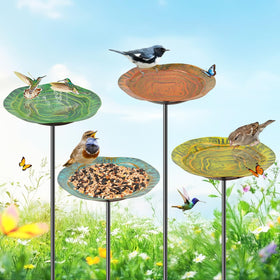 KHayRovies bird bath flower-pattern adds color while inviting small birds to drink