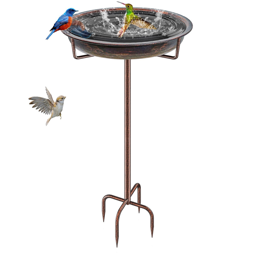 KHayRovies bird bath stand towers at 36.2 inches, a striking garden focal point.