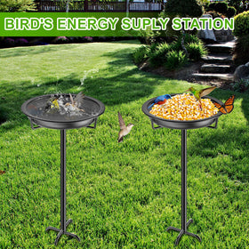 KhayRovies four-prong base provides stable lawn support.