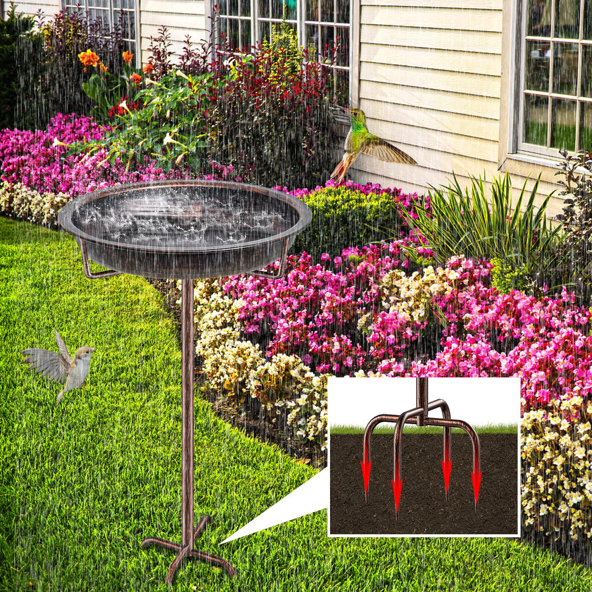 KHayRovies four-prong base provides stable grounding on lawn and garden.